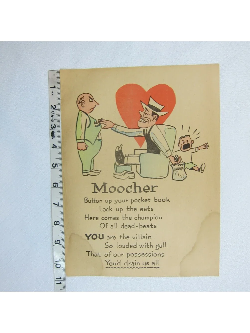 Vintage Vinegar Valentine Moocher Penny Dreadful Sarcasm Insult Poem Ephemera